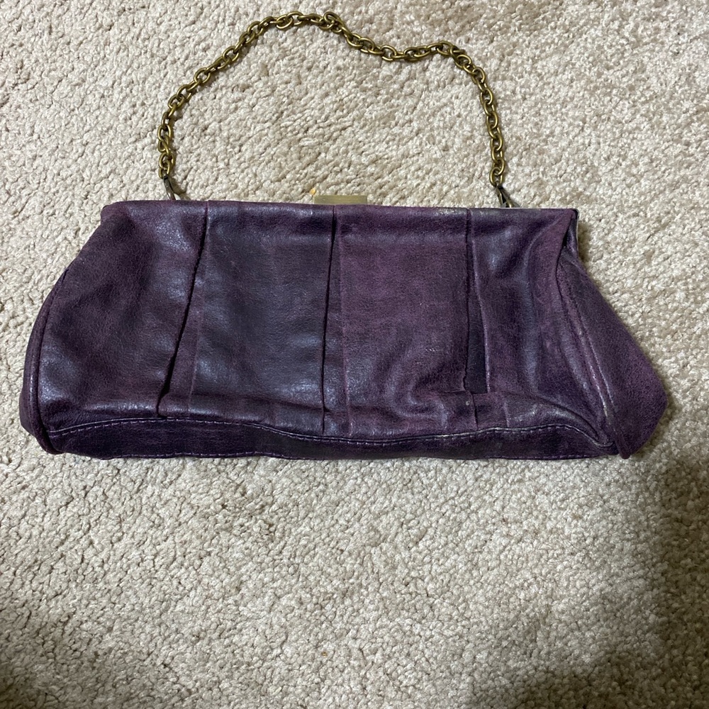 Unlisted by Kenneth Cole Deep Purple Clutch with Gold Chain